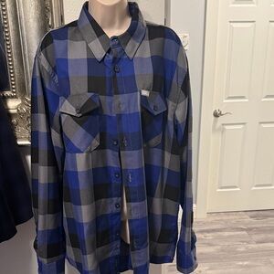 DIXXON Blue and Gray Checkered Men's Shirt